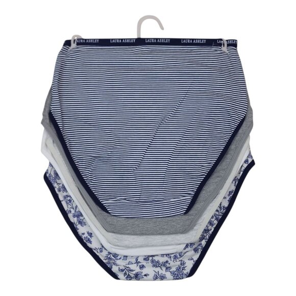 Laura Ashley 5-Pack Cotton Spandex Panties Medium Tag Free Floral & Solid Blue - Picture 3 of 13